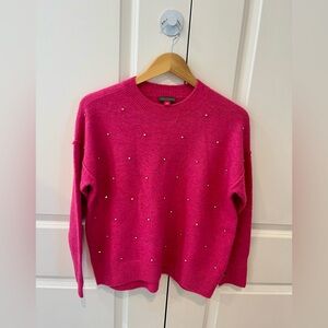 Vince Camuto crew neck XXS Fuchsia Sweater with faux diamond Stud Accents